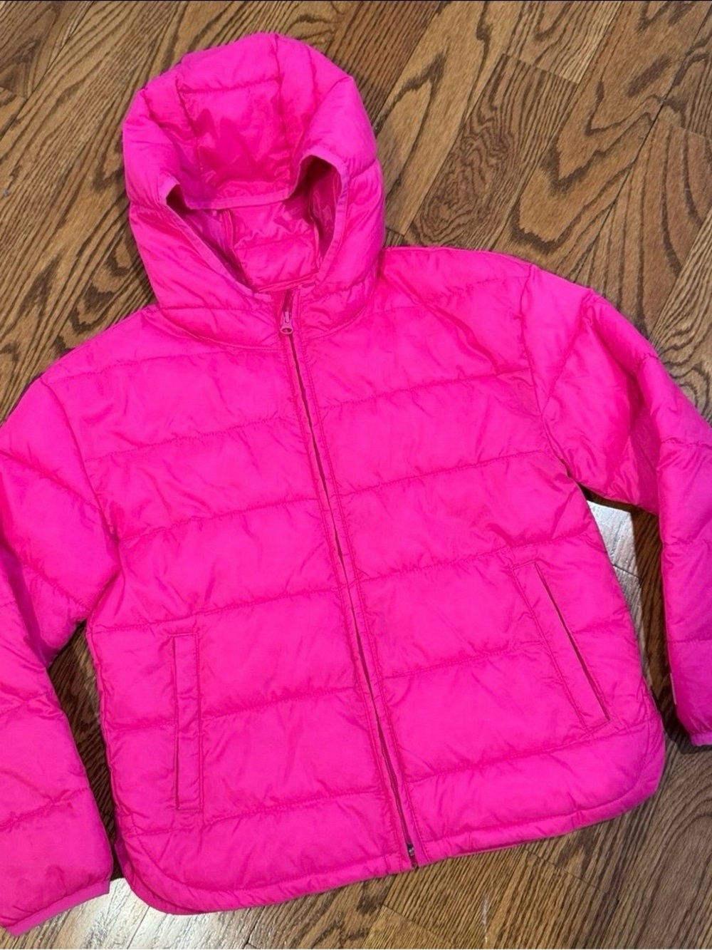 Gap girls pink light weight puffer down jacket - size youth large (10/12)